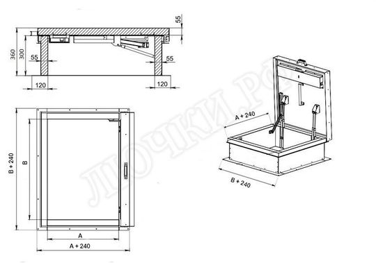 Люк для выхода на кровлю Оптимус 1100*1600 Люк для выхода на кровлю Оптимус 1100*1600