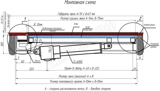 Напольный люк с электроприводом 700*1150 Напольный люк с электроприводом 700*1150