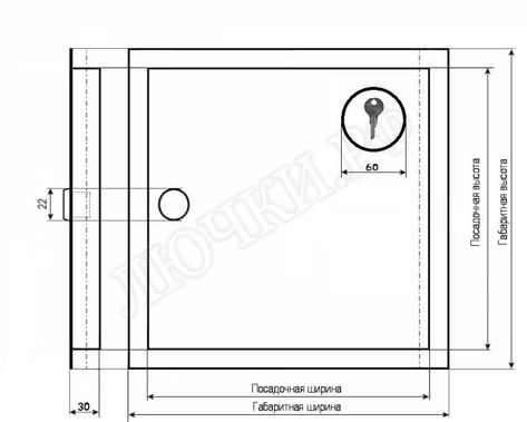 Люк сантехнический пожарный 1000*750, петли справа, Отверстие справа-сверху Люк сантехнический пожарный 1000*750, петли справа, Отверстие справа-сверху
